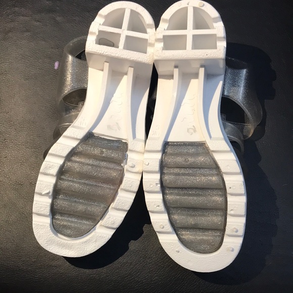 Jujus Chunky Silver Sparkle Jelly Heels with White Sole NWT - Picture 3 of 13